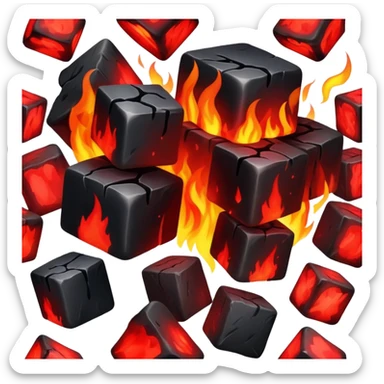cubes of burning coal sticker