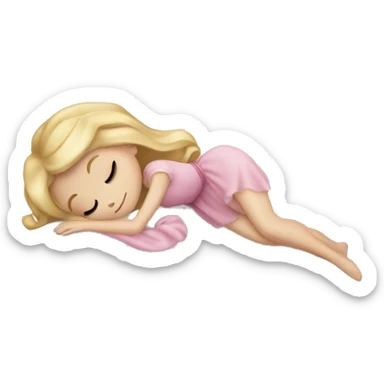 sleeping beauty blonde white girl with a silk pillow sticker