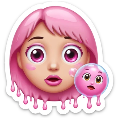 rolling eyes with bubble gum drips sticker