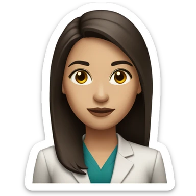 Lawyer light skin woman with dark long brown straight hair and dark brown eyes  sticker