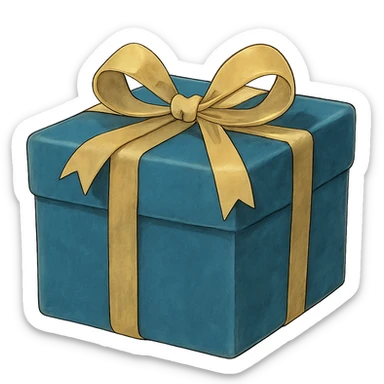 blue gift box with elegant ribbon sticker