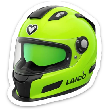 ate a Florecent green heart emoji as the same patterns as Lando Norris's helmet sticker