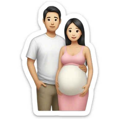 Asian couple pregnant  sticker