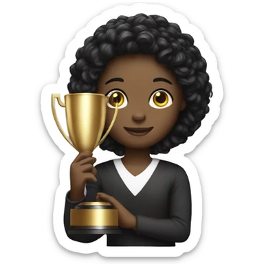 black doll emoji with trophy sticker