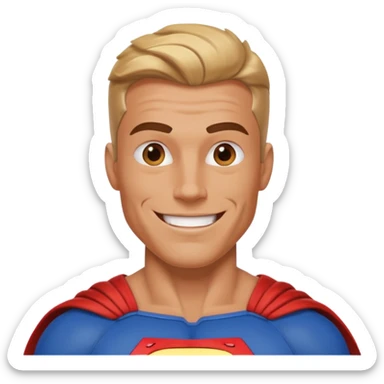 Male superhero face happy sticker