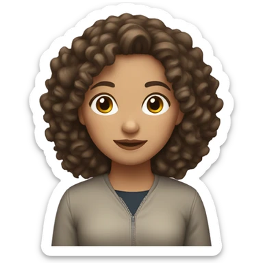 brunette girl with light skin and curly hair  sticker