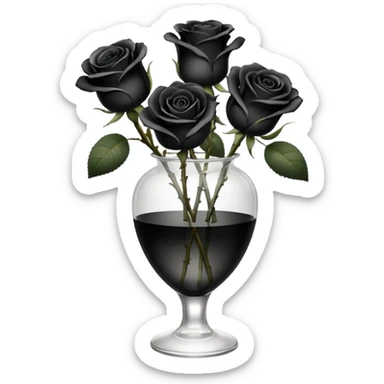 Black and ivory roses in transparent vase sticker