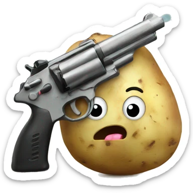 Potato with a gun sticker