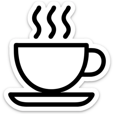 cup of coffee, simple icon style, clean lines, minimal details, suitable for app or website icon sticker