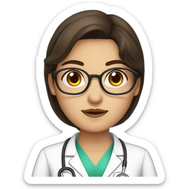 Brunette Doctor Girl with freckles bored sticker
