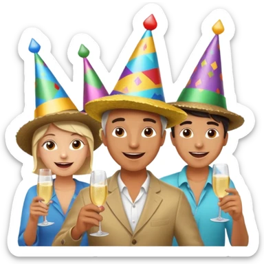 a guy excited with some festival background  sticker