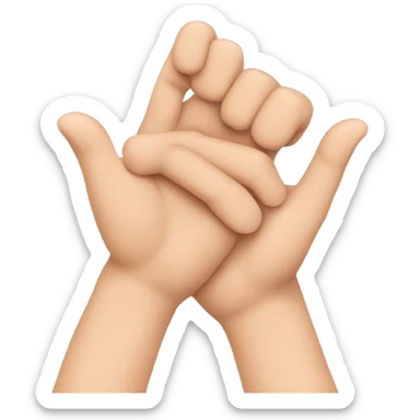 linking your fingers or bringing your hands together as if forming a chain. sticker