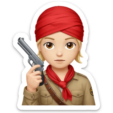 Gangster pointing a gun with a red bandanna holding up the middle finger  sticker