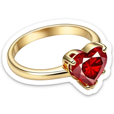 Red Diamond heart gold ring sticker