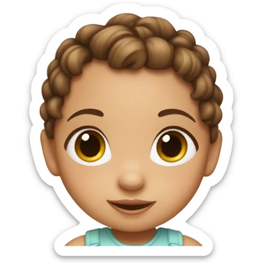 BROWN HAIR WHITE BABY GIRL WITH PONYTAILS sticker