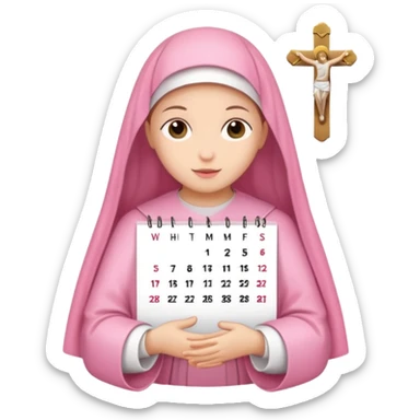 make a catholic calendar with very girly pink tones, but simple. sticker