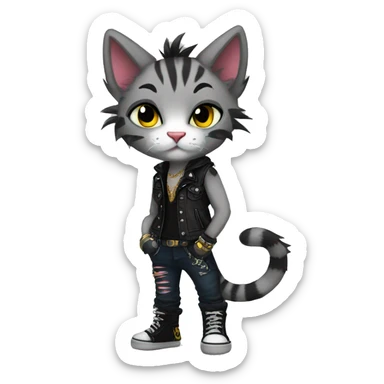 Anthro Punk Feline Full body sticker