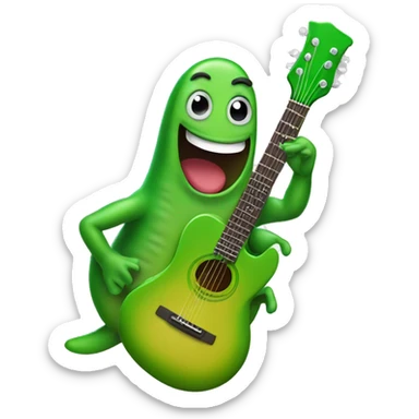 Happy green slug playing guitar sticker