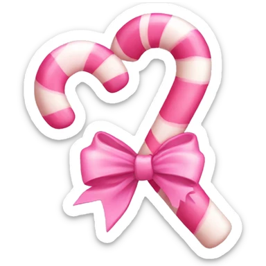 Pink candy cane with pink bow sticker