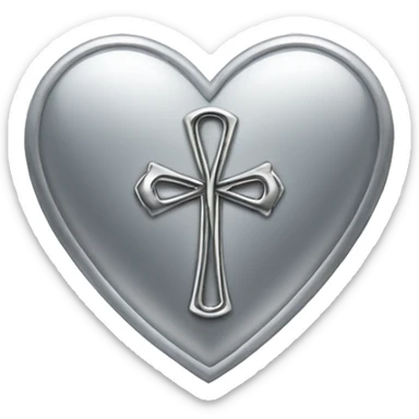 Silver heart shape with ankh in the center sticker