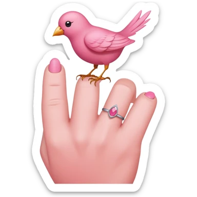 pink bird finger sticker