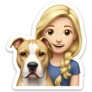 Blonde girl with big american staffordshire terrier sticker