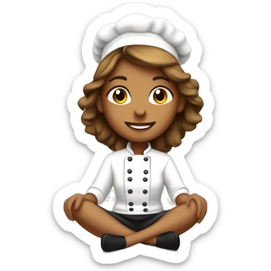 pretty light brown girl chef sitting on the earth sticker