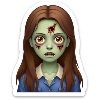 girl zombie with long brown hair sticker