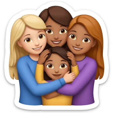 Three girls hugging emoji sticker