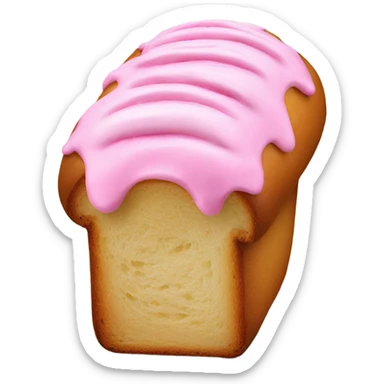loaf bread with pink icing sticker