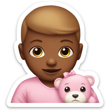 Baby with a pink teddy bear  sticker