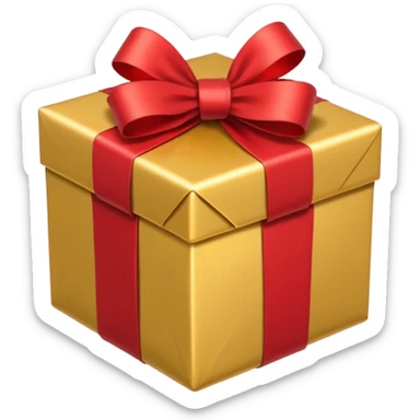 present with gold wrapping and red ribbon sticker