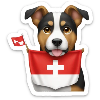Bandera de suiza con un perro  sticker