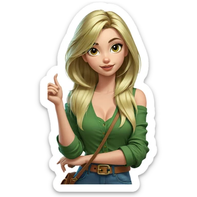 blonde girl in green shirt sticker