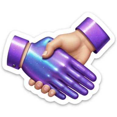 Glitter Purple and Cian handshake sticker