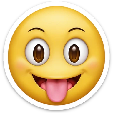Smily face tongue out and both eyes open  sticker