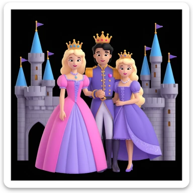 prince and princess disny dress close up photo in castle sticker