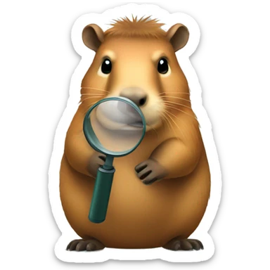 Capybara holding a magnifier sticker