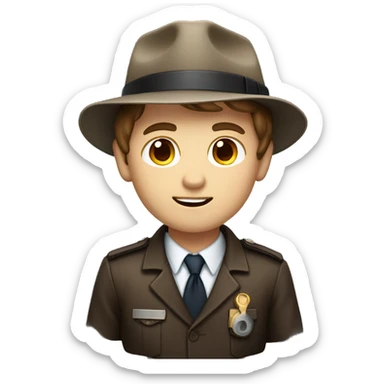 Arian white boy with brown hair dressed as an investigator  sticker