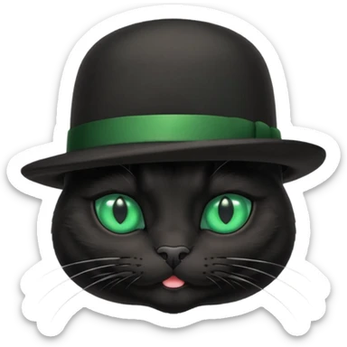 animal : chat noir avec chapeau melon sticker