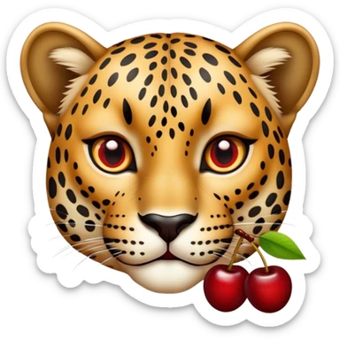 Leopardo con cerezas  sticker