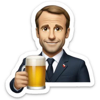 Macron, qui boit une bière sticker