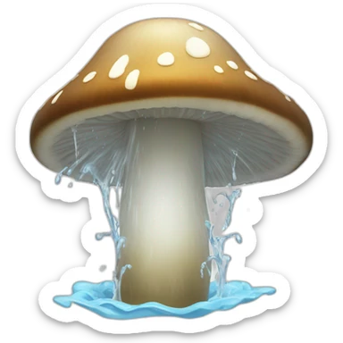 White water spurting from mushroom top sticker