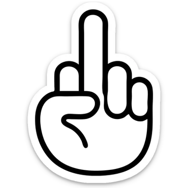 icon style illustration of a hand with the middle finger raised, simple and clear, no text sticker