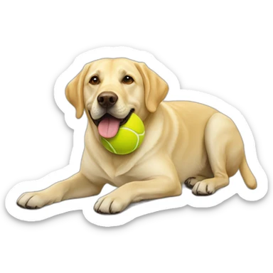 a yellow labrador with a tennis ball in the mouth sticker