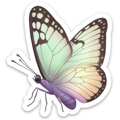 Pastel soft-colored whitish iridescent purple butterfly sticker