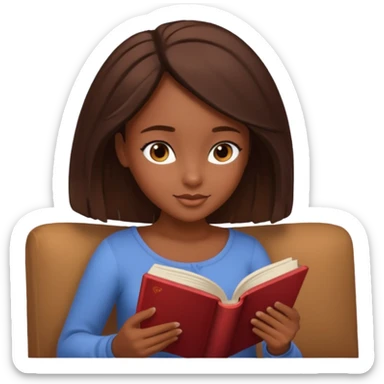 Pretty black girl with brown eyes and brown hair reading a romantic book sticker