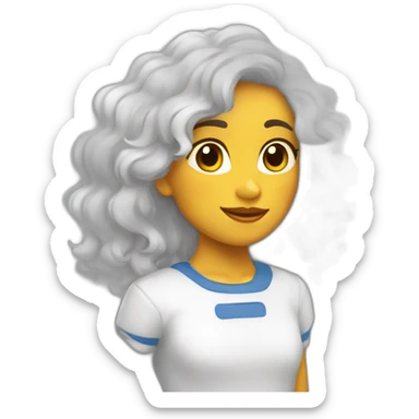 Chica blanca pelo blanco onduladi sticker
