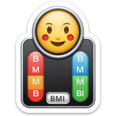 emoji showing a scale with BMI label, health theme sticker