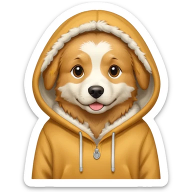 Dog wearing a hoodie sticker